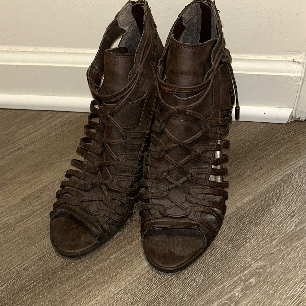 Sugar Dark Brown Strappy Heels
